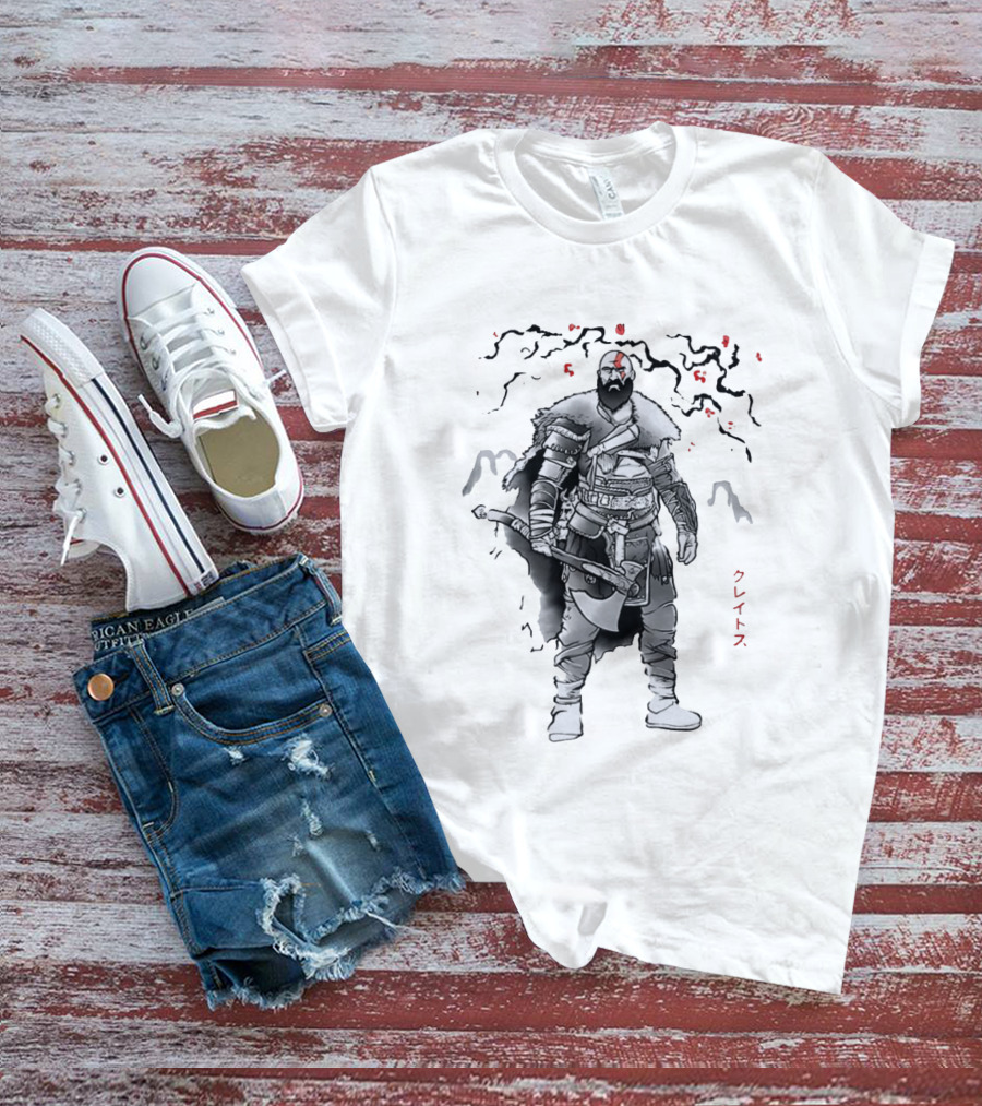 Kratos God Of War Japanese Script Omega T-Shirt
