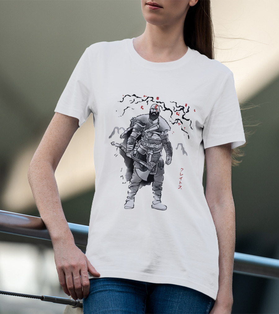 Kratos God Of War Japanese Script Omega T-Shirt