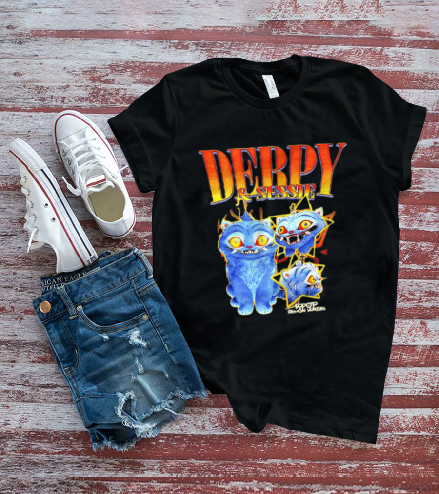 Derpy And Sussie KPop Demon Hunters 2026 Blue Cat Stars T-Shirt