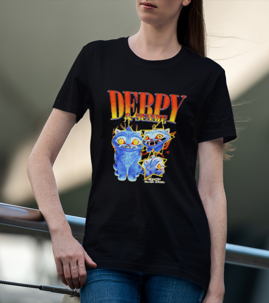 Derpy And Sussie KPop Demon Hunters 2026 Blue Cat Stars T-Shirt