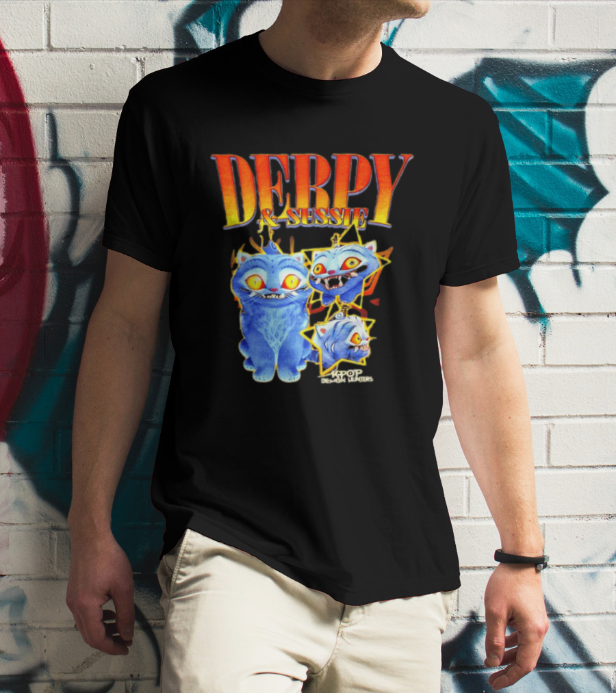 Derpy And Sussie KPop Demon Hunters 2026 Blue Cat Stars T-Shirt