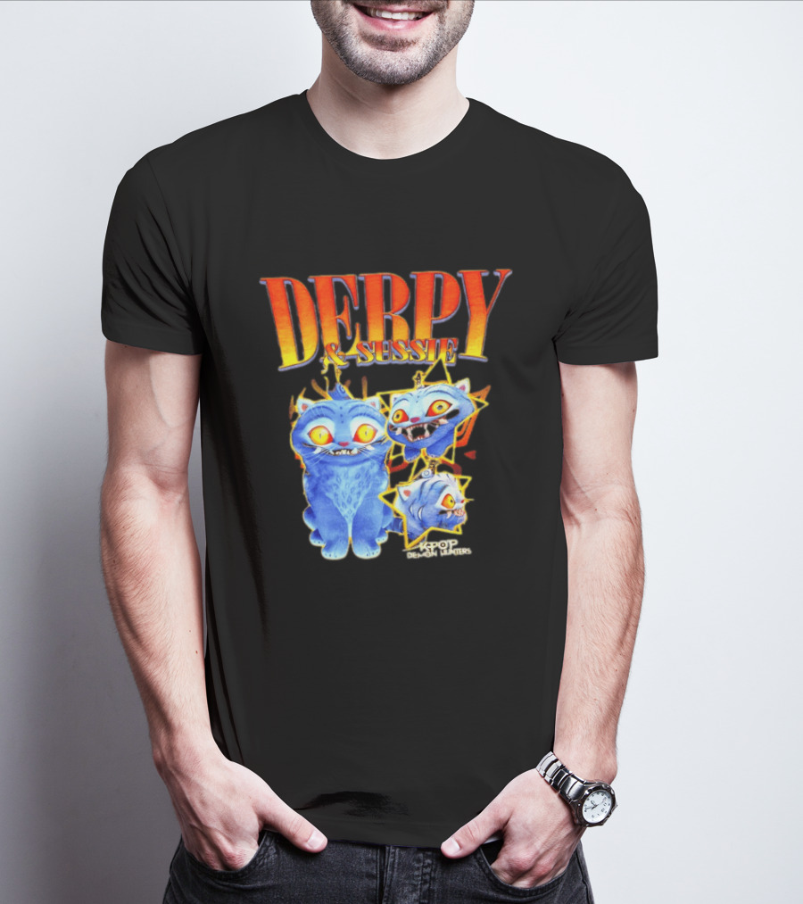 Derpy And Sussie KPop Demon Hunters 2026 Blue Cat Stars T-Shirt