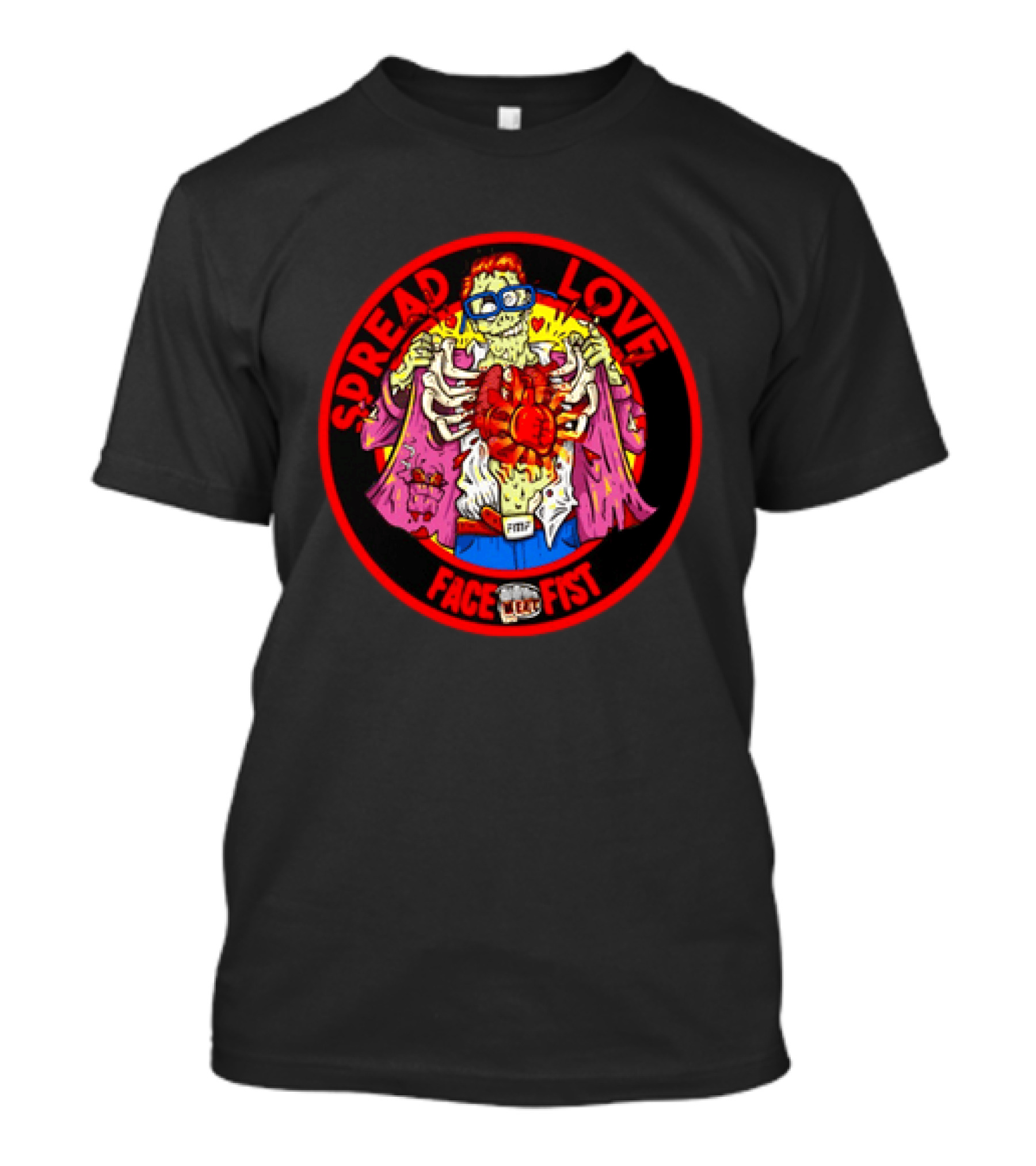 Spread Love Face Fist FMF Zombie Horror Skeleton Heart T-Shirt