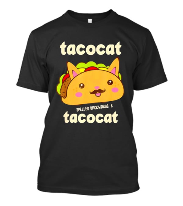 Tacocat Spelled Backwards Funny Meme Cartoon Palindrome Cat T-Shirt