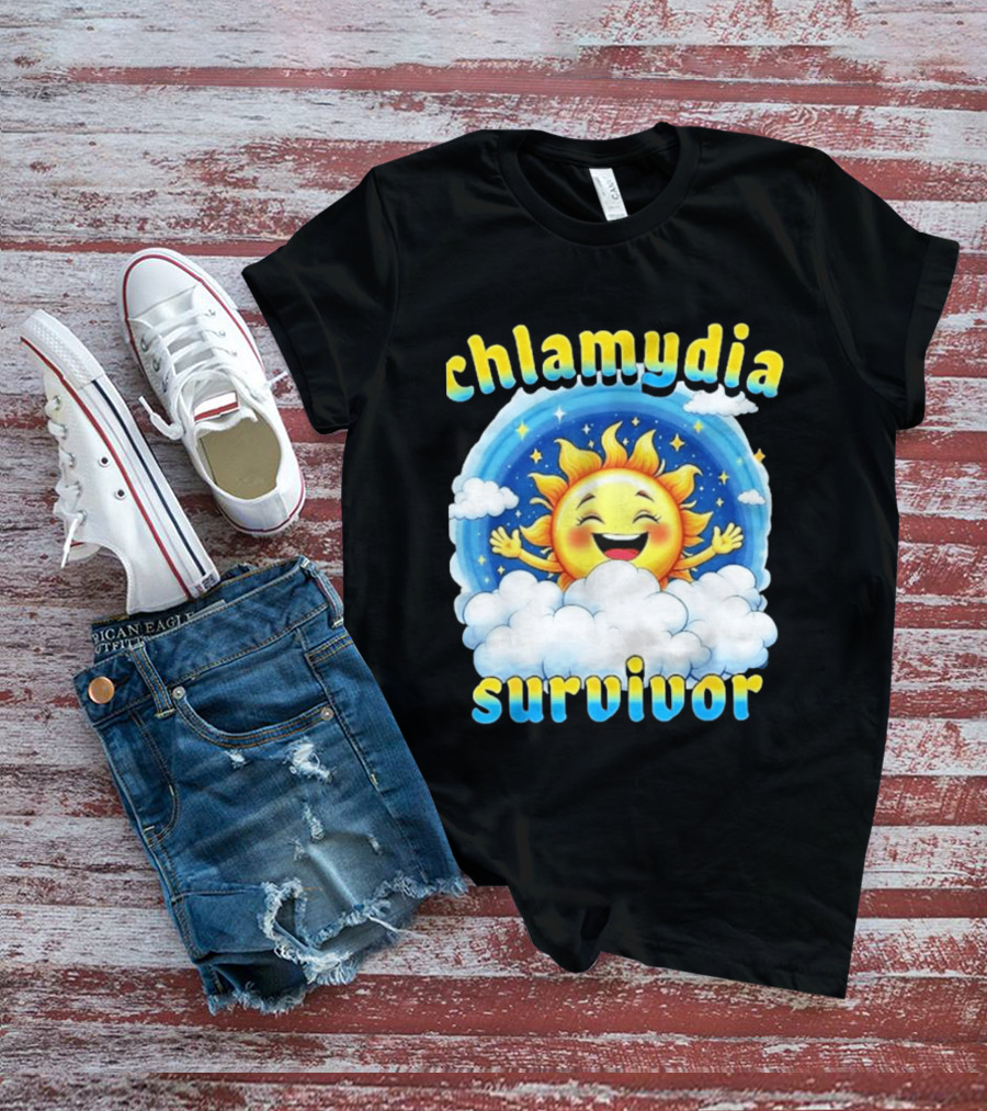 Chlamydia Survivor Sun Cartoon Humor Clouds Sky T-Shirt