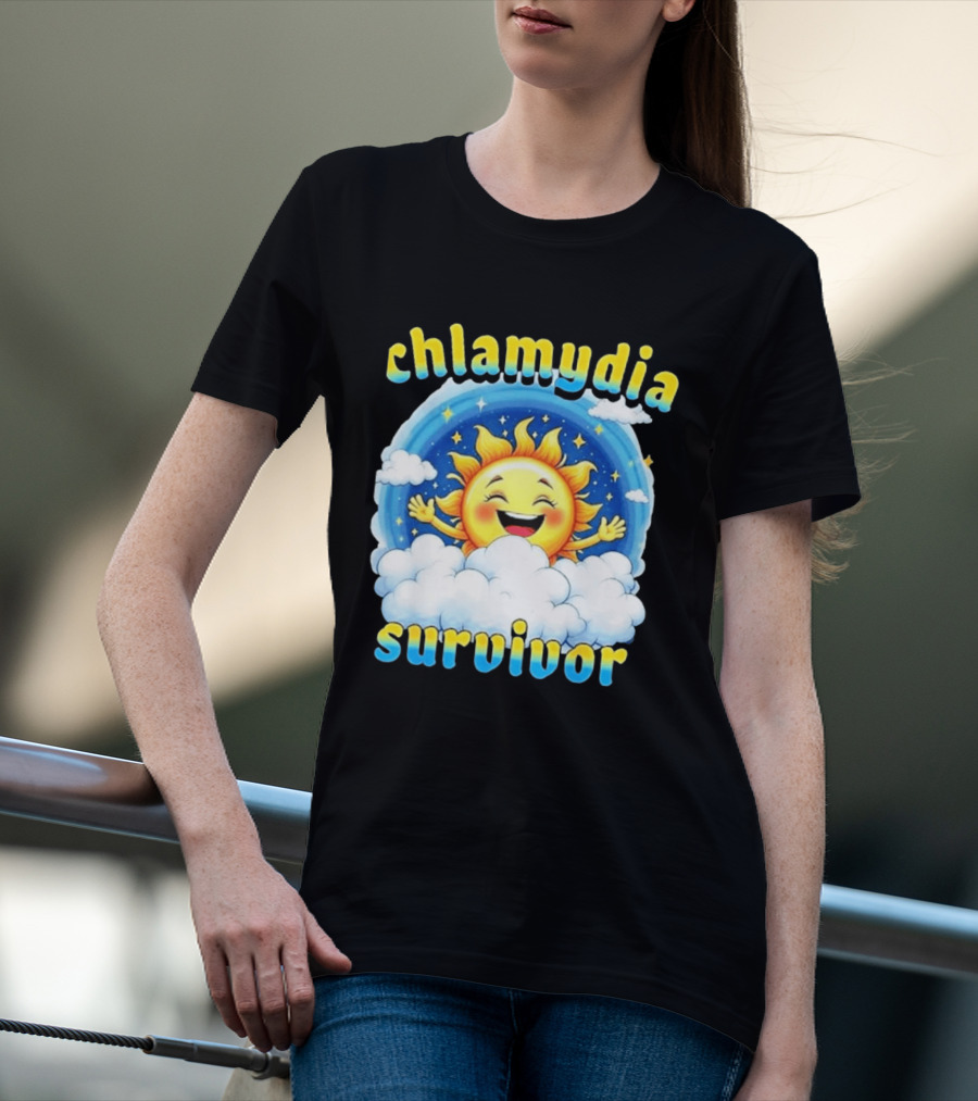Chlamydia Survivor Sun Cartoon Humor Clouds Sky T-Shirt