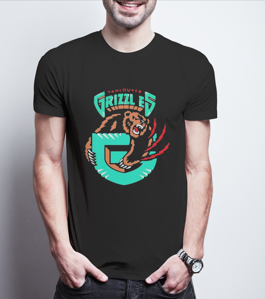 Vancouver Grizzlies Bear Claw Retro Sports Emblem Men's T-Shirt
