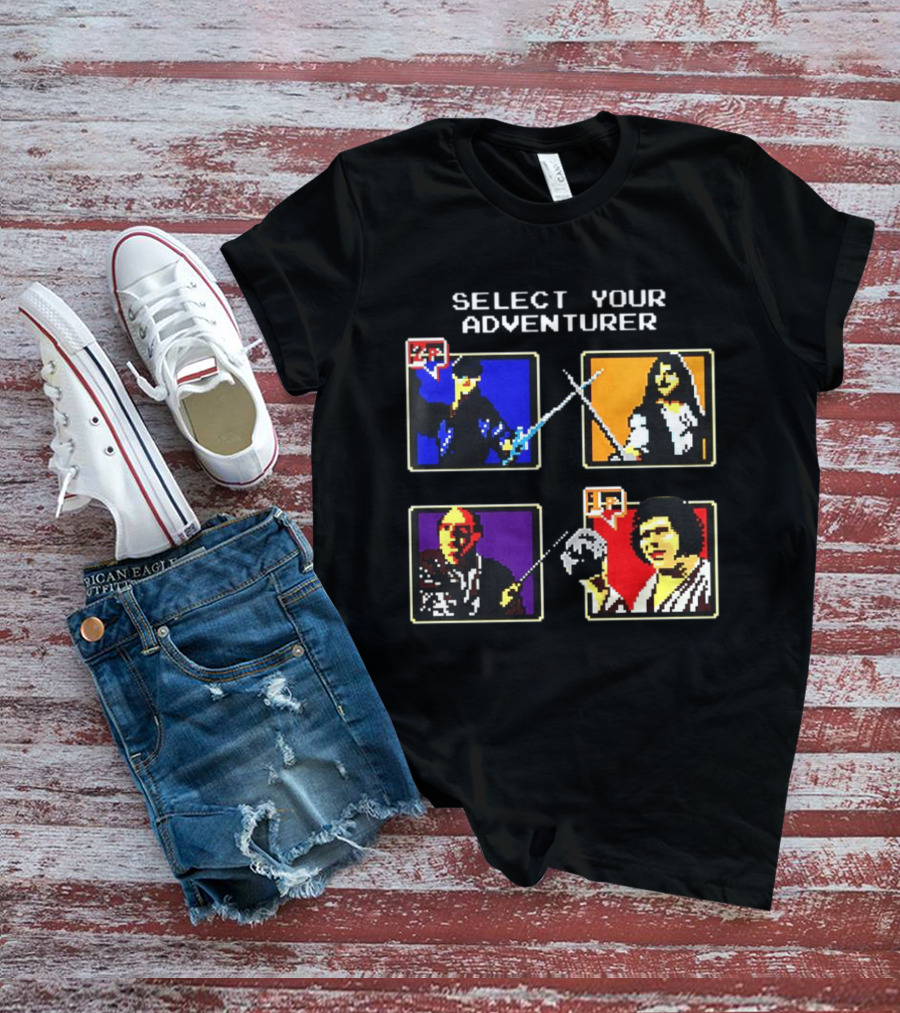 Select Your Adventurer 2p 1p 8 Bit Pixel Characters T-Shirt