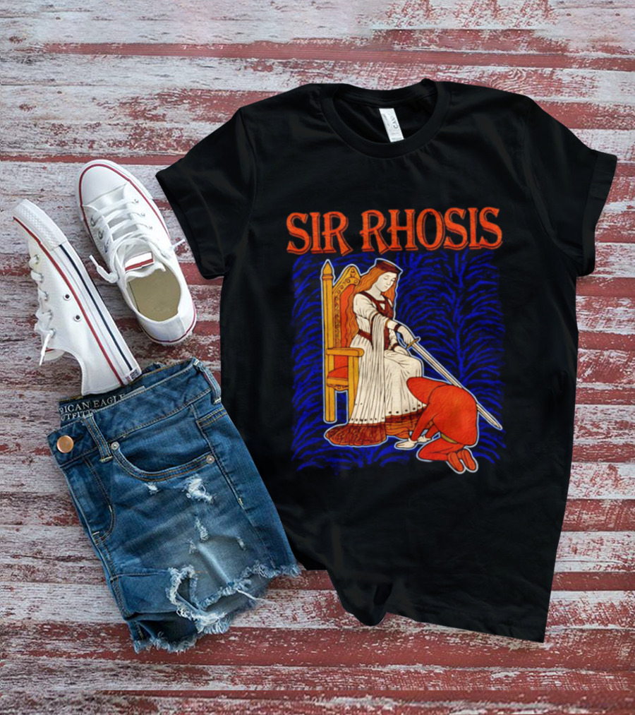 Sir Rhosis Medieval Pun Queen Knight Kneeling T-Shirt