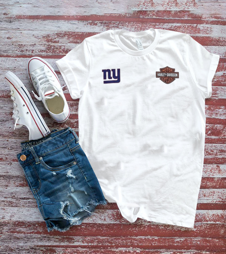 New York Giants Harley Davidson Motor Ride Loud Sundays Roll Built For Game Day T-Shirt