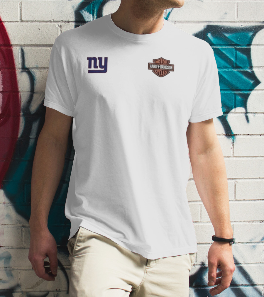 New York Giants Harley Davidson Motor Ride Loud Sundays Roll Built For Game Day T-Shirt