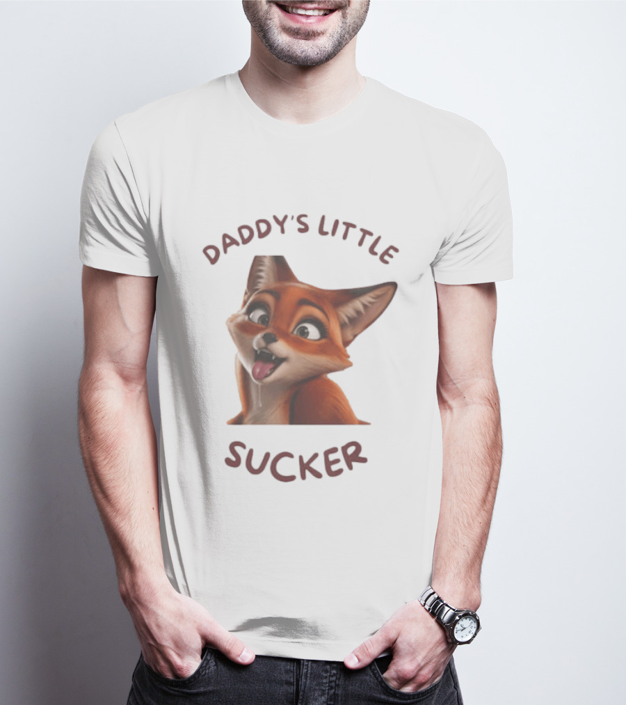 Daddy's Little Sucker Cute Fox Licking Lips T-Shirt
