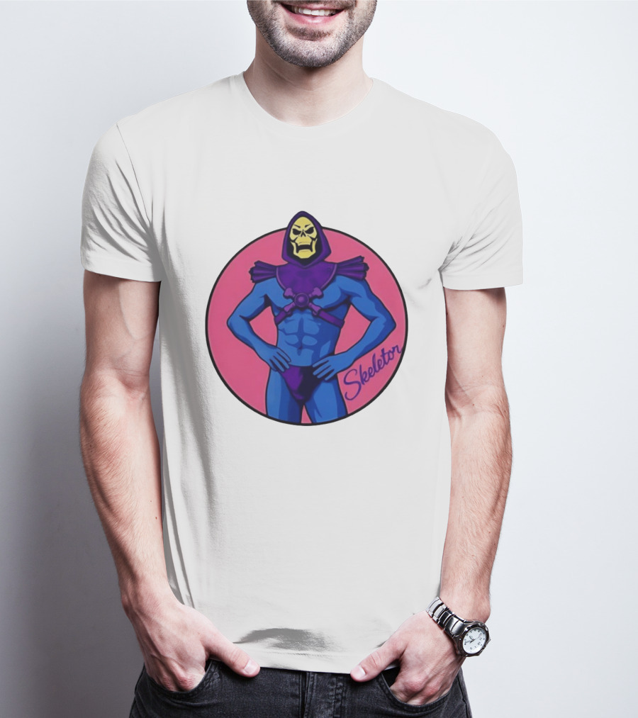 Skeletor Powerful Stance Pink T-Shirt