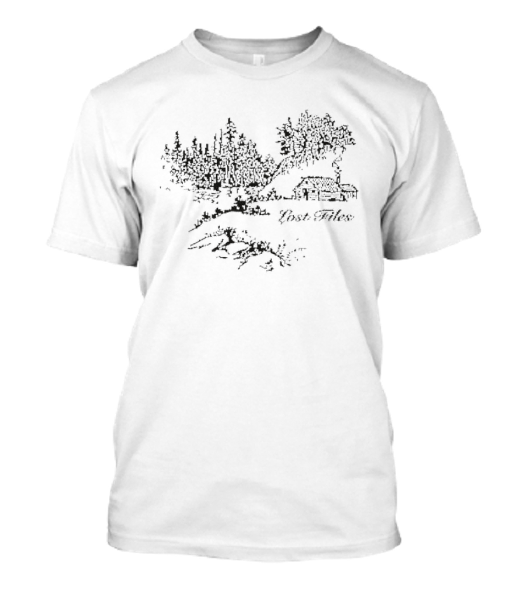 Lost Files Cabin In The Woods Forest Landscape T-Shirt