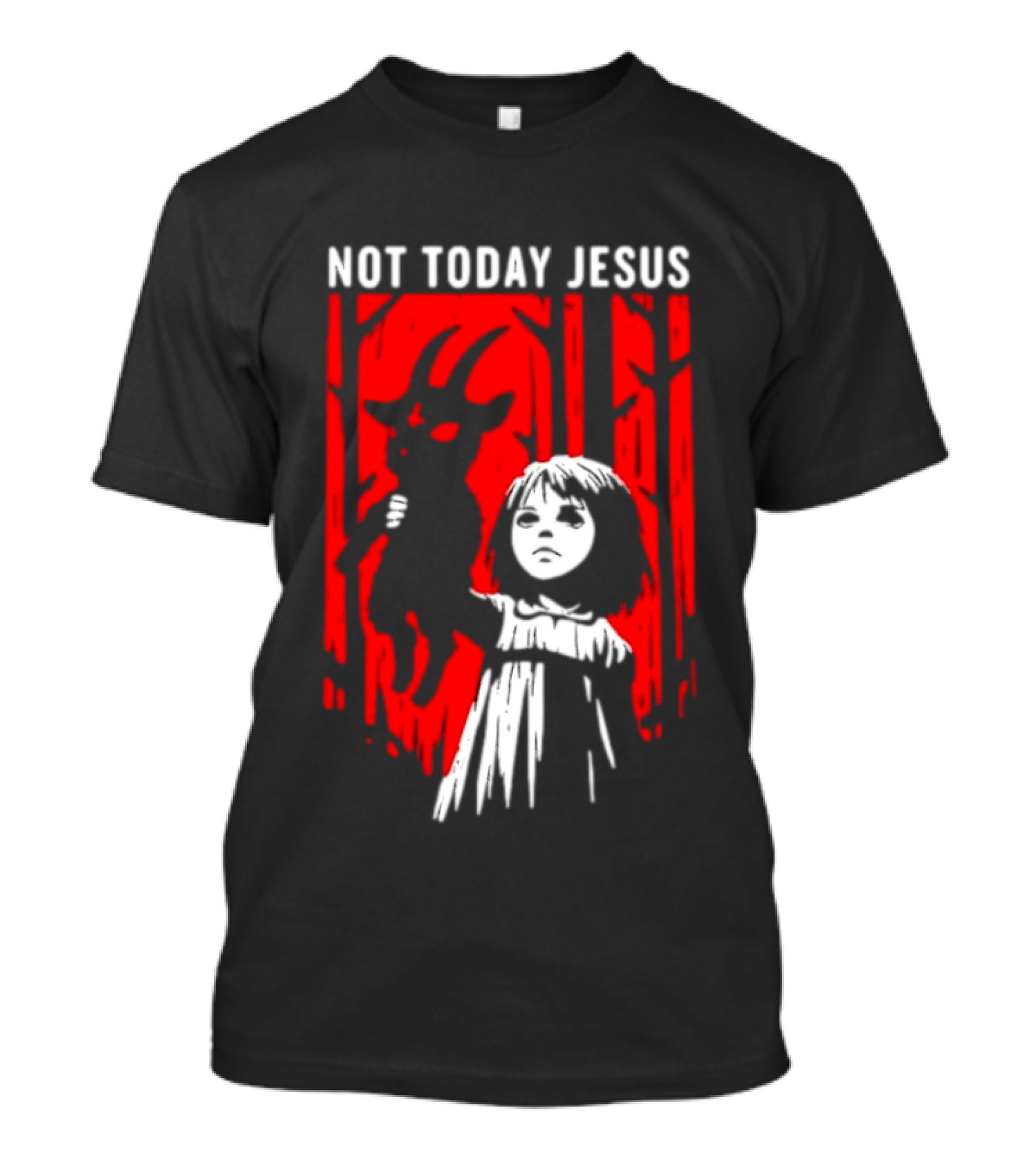 Not Today Jesus Baphomet Occult Girl Goth Dark Aesthetic Horror T-Shirt