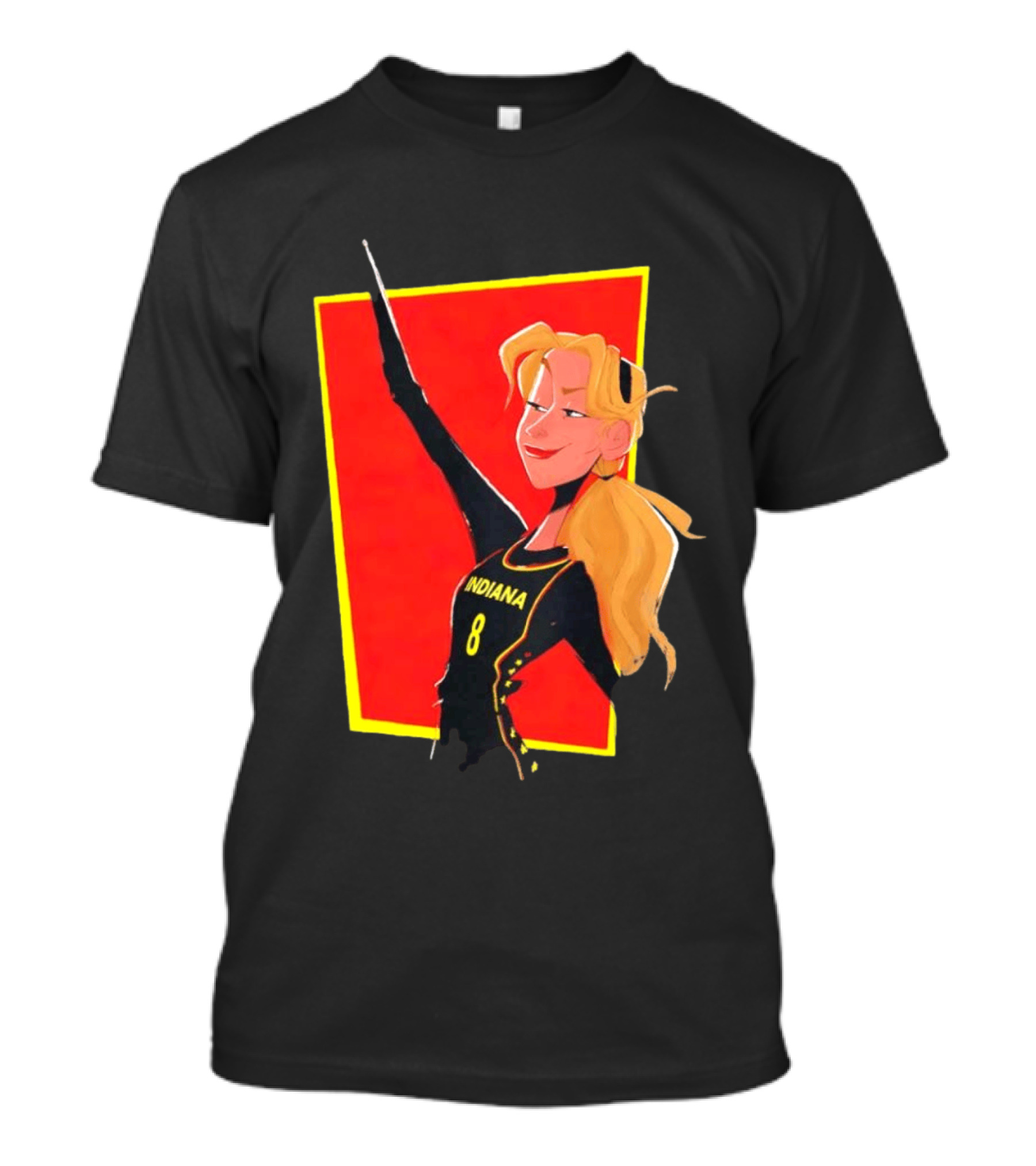 Indiana Blonde Number 8 Pointing In Black And Yellow Sports Uniform T-Shirt