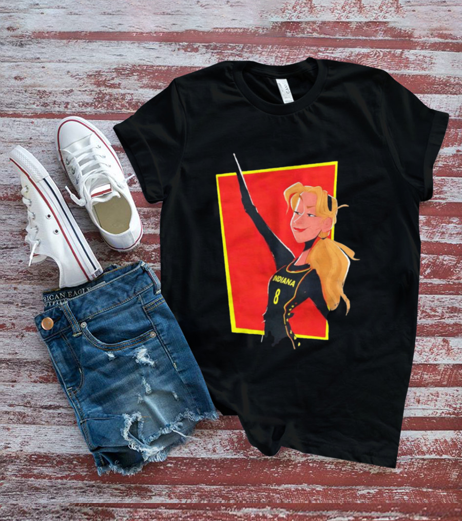 Indiana Blonde Number 8 Pointing In Black And Yellow Sports Uniform T-Shirt