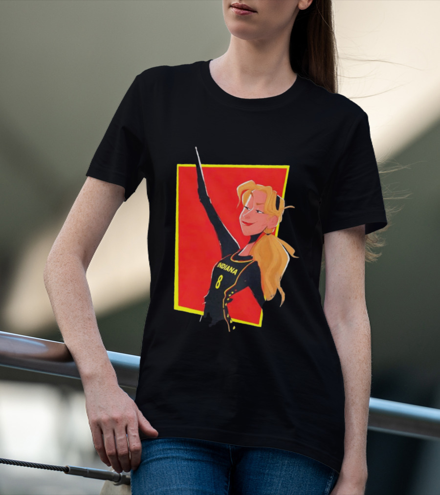 Indiana Blonde Number 8 Pointing In Black And Yellow Sports Uniform T-Shirt