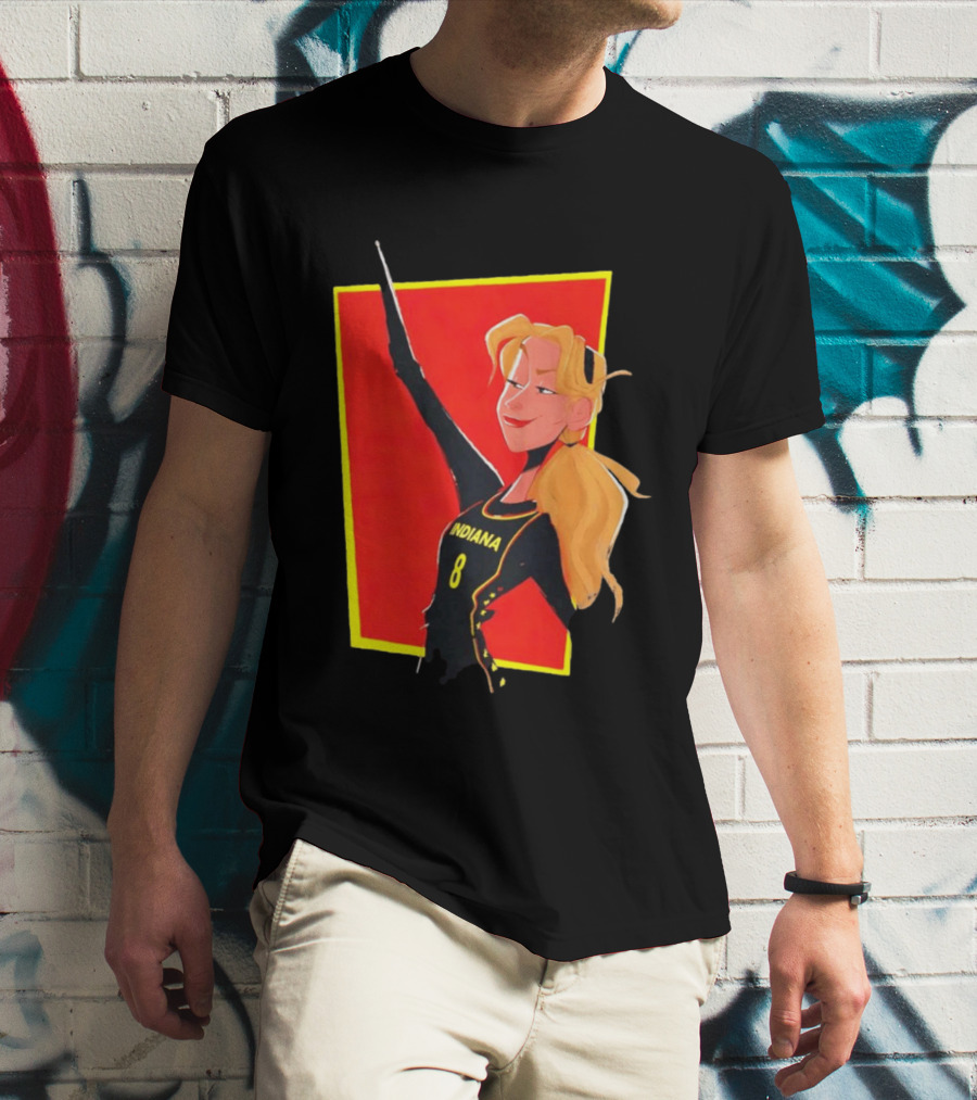 Indiana Blonde Number 8 Pointing In Black And Yellow Sports Uniform T-Shirt