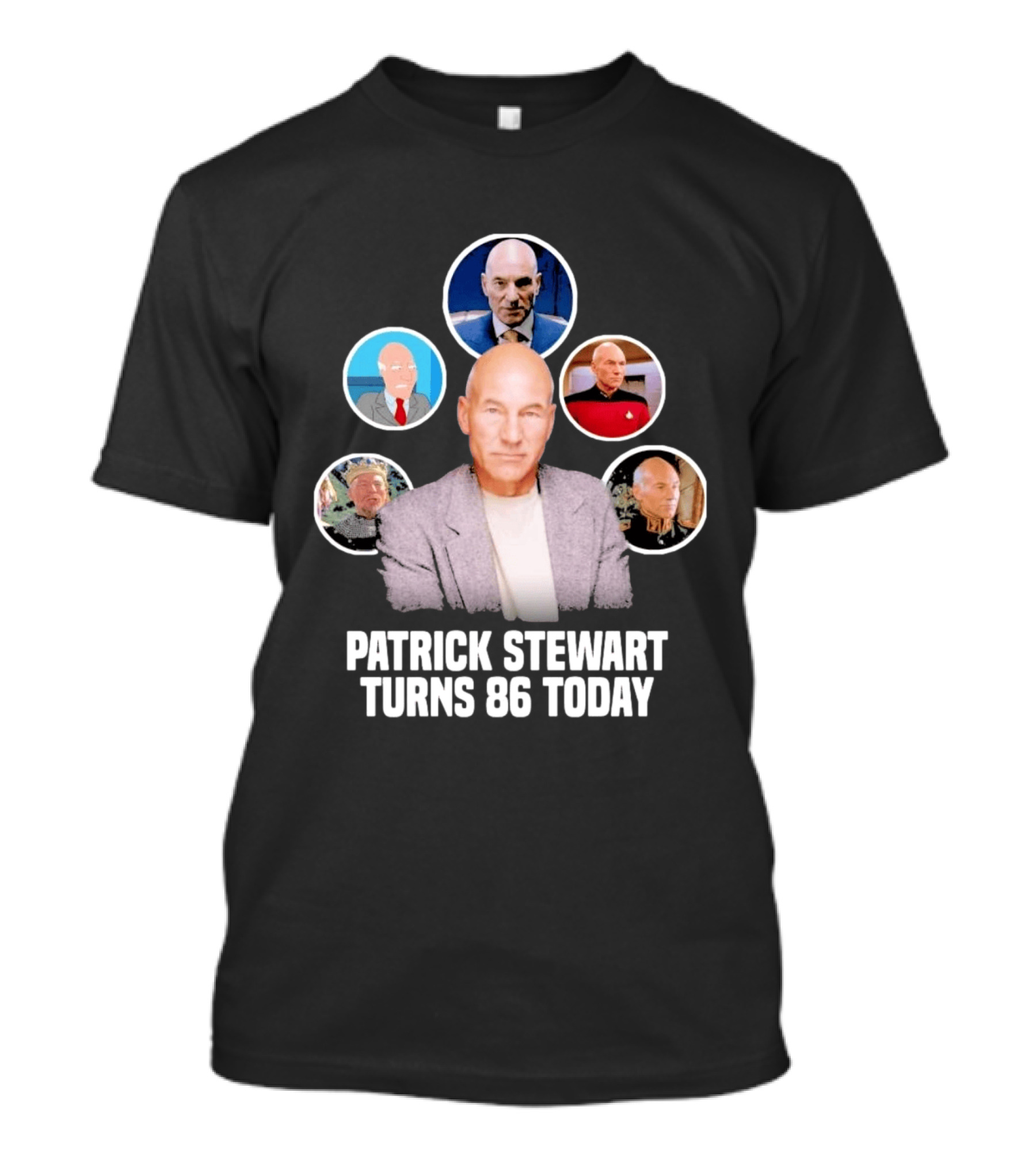 Patrick Stewart Turns 86 Today Iconic Roles Celebration Image T-Shirt