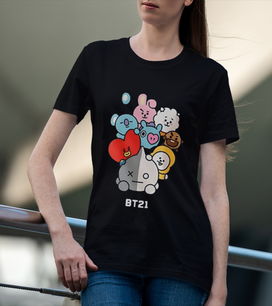 BT21 Characters Koya RJ Shooky Mang Chimmy Tata Cooky Van T-Shirt