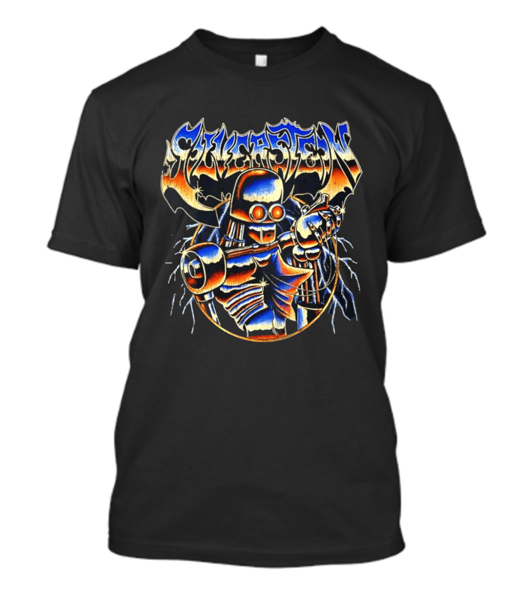 Sykastem Heavy Metal Skeleton Cyborg Holding Heart T-Shirt