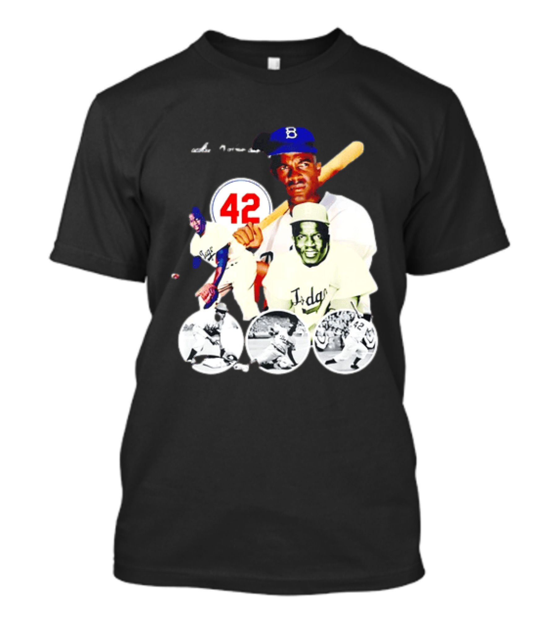 Jackie Robinson Dodgers 42 Baseball Legend Iconic Player Collage T-Shirt