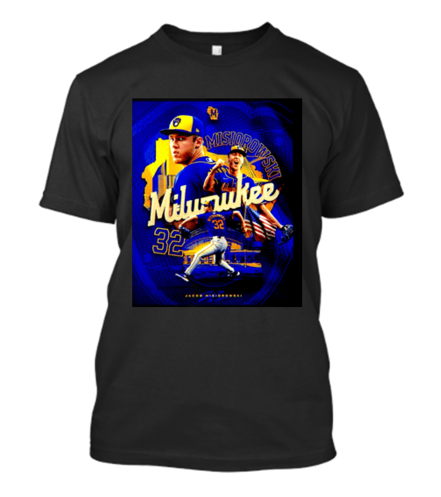 Jacob Misiorowski Milwaukee Brewers Number 32 Baseball Pitcher Milwaukee Skyline T-Shirt
