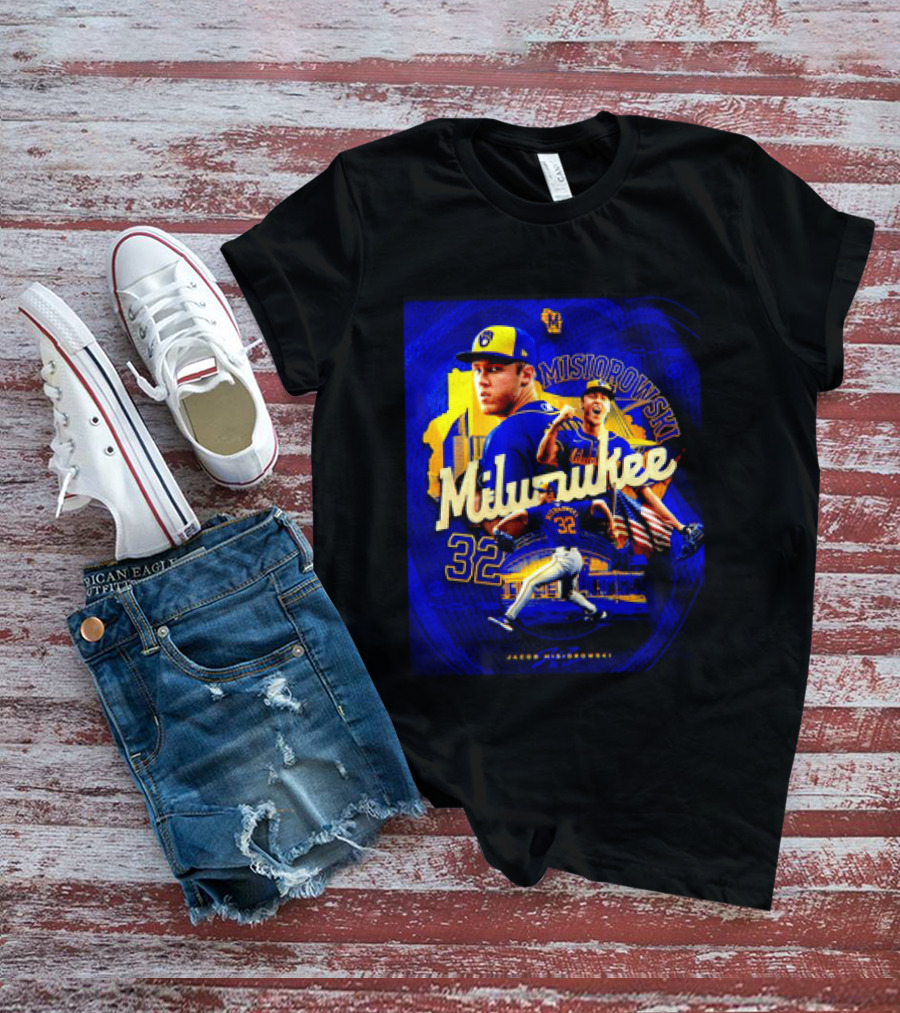 Jacob Misiorowski Milwaukee Brewers Number 32 Baseball Pitcher Milwaukee Skyline T-Shirt