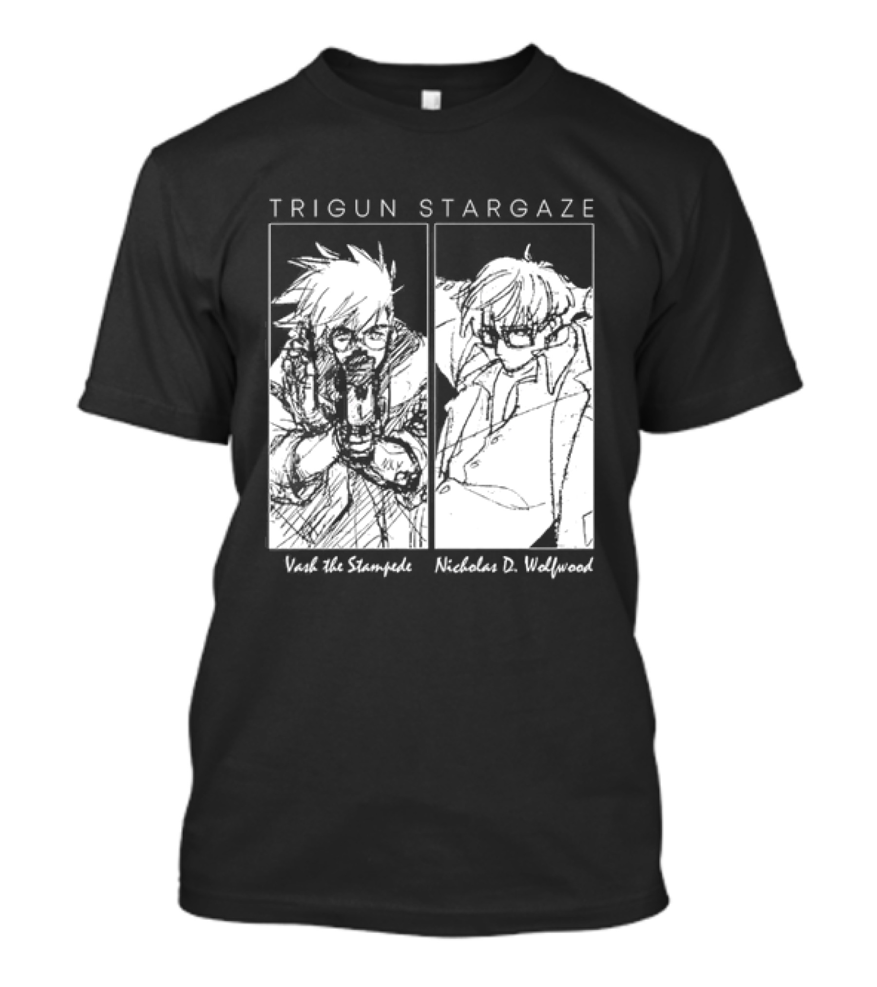 Trigun Stargaze Vash The Stampede Nicholas D. Wolfwood Manga T-Shirt