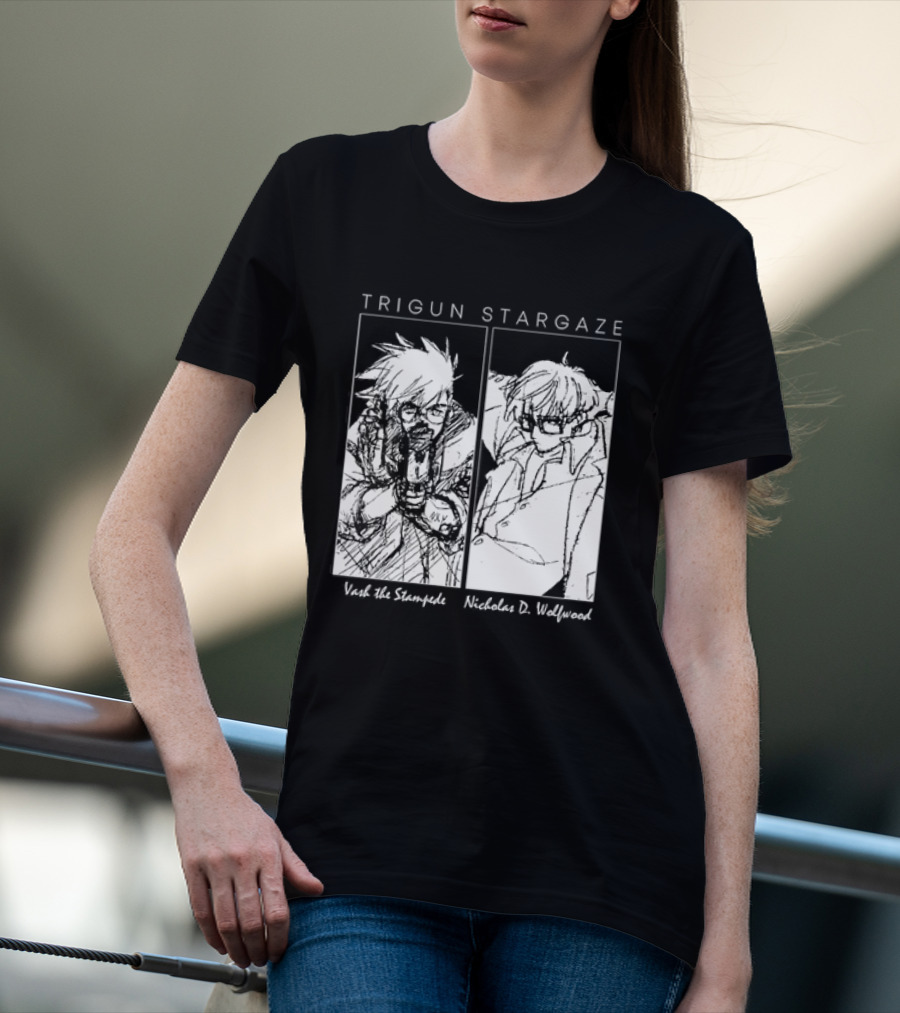 Trigun Stargaze Vash The Stampede Nicholas D. Wolfwood Manga T-Shirt