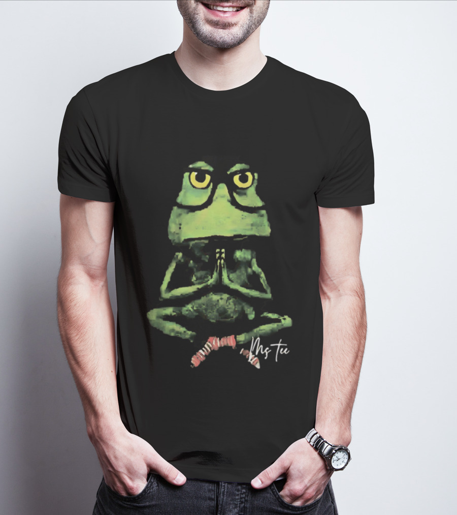 Frog Wearing Glasses Striped Socks Meditating Ms T-Shirt