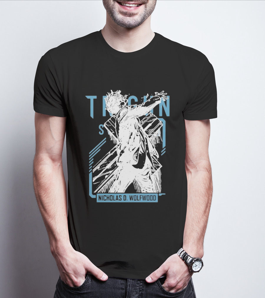 Trigun Stampede Nicholas D Wolfwood Cross Sketch T-Shirt