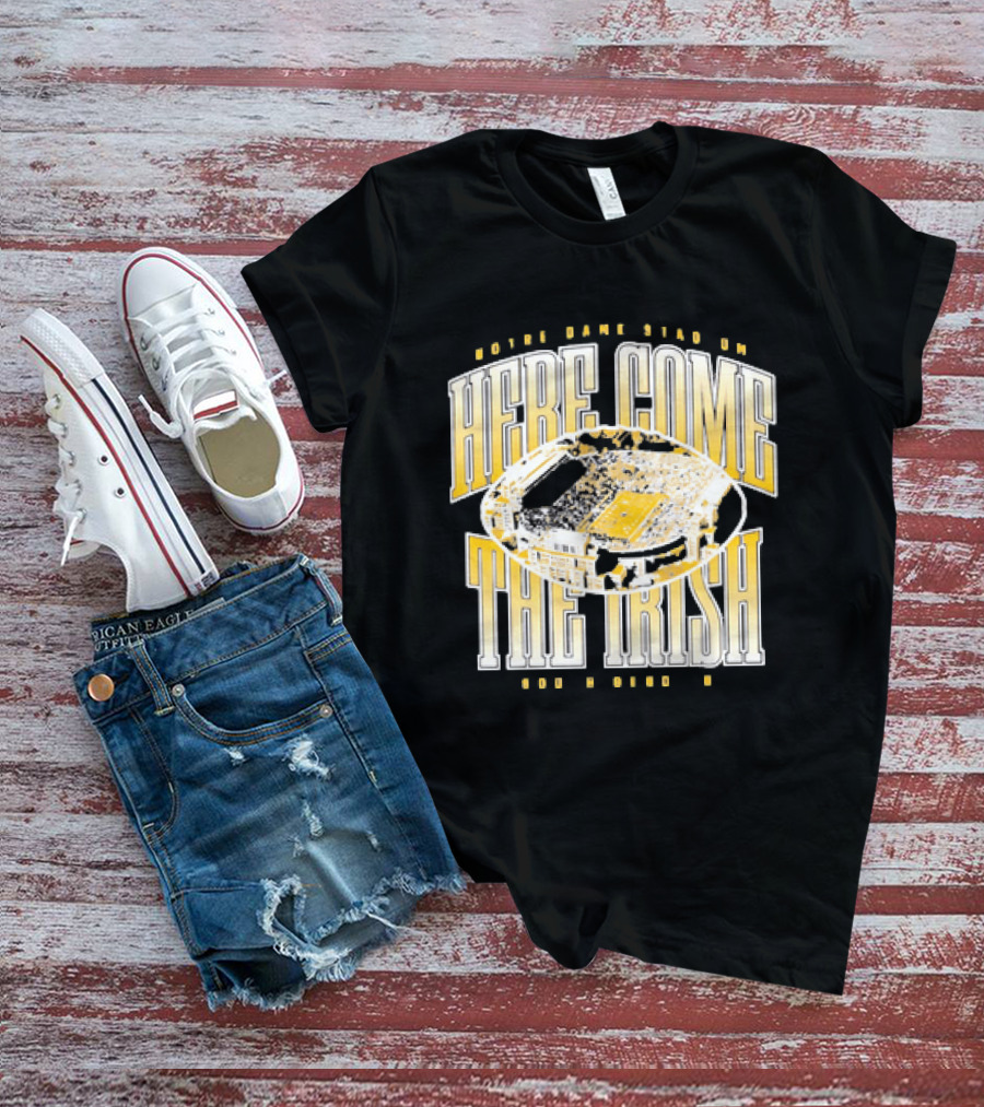 Notre Dame Stadium Here Come The Irish Football T-Shirt