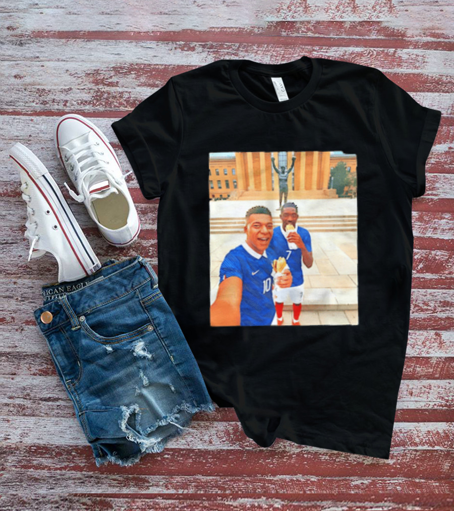 Ousmane Dembele Kylian Mbappe Philadelphia Museum Iconic Pose T-Shirt