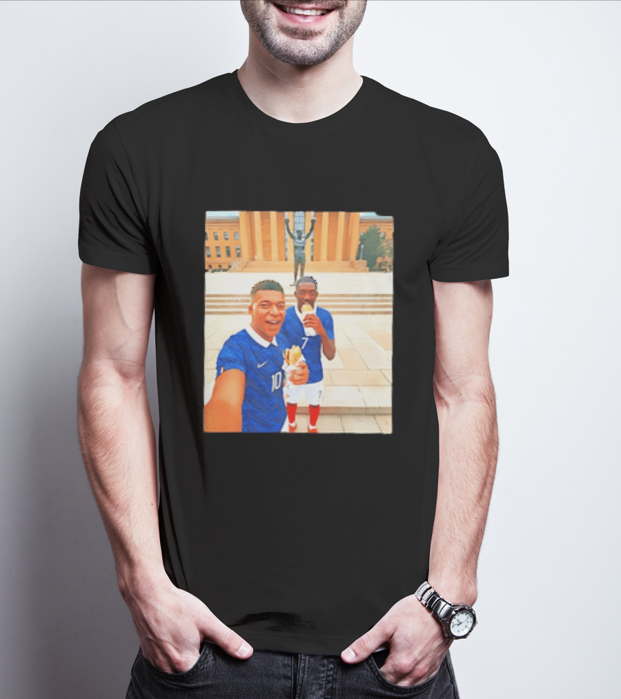 Ousmane Dembele Kylian Mbappe Philadelphia Museum Iconic Pose T-Shirt