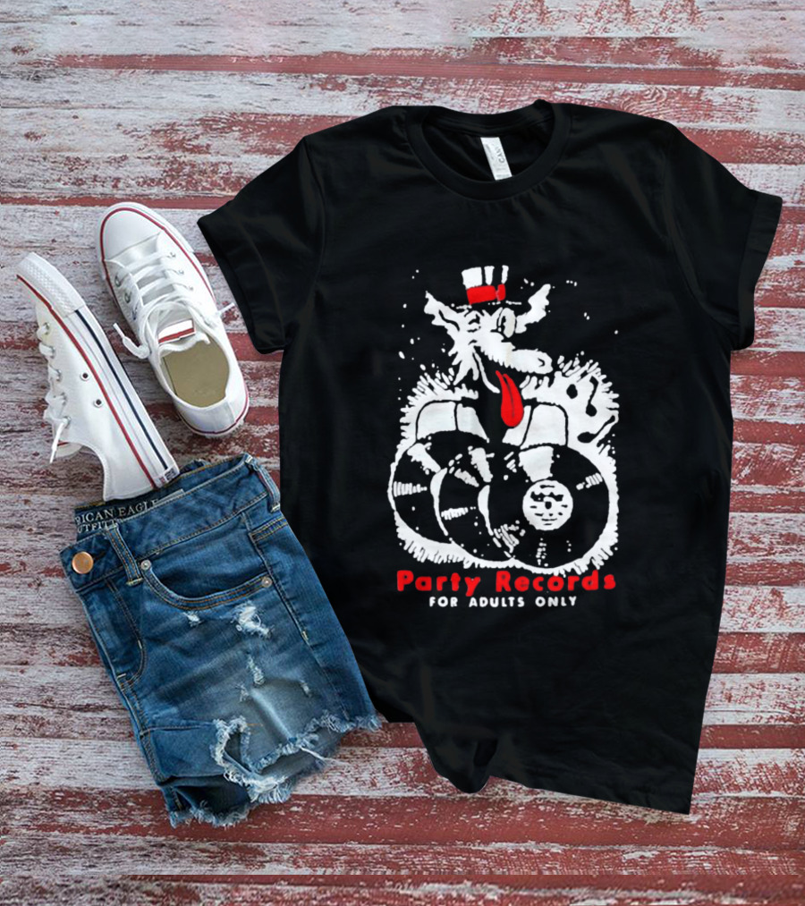 Party Records For Adults Only Wolf Vinyl Spinning T-Shirt