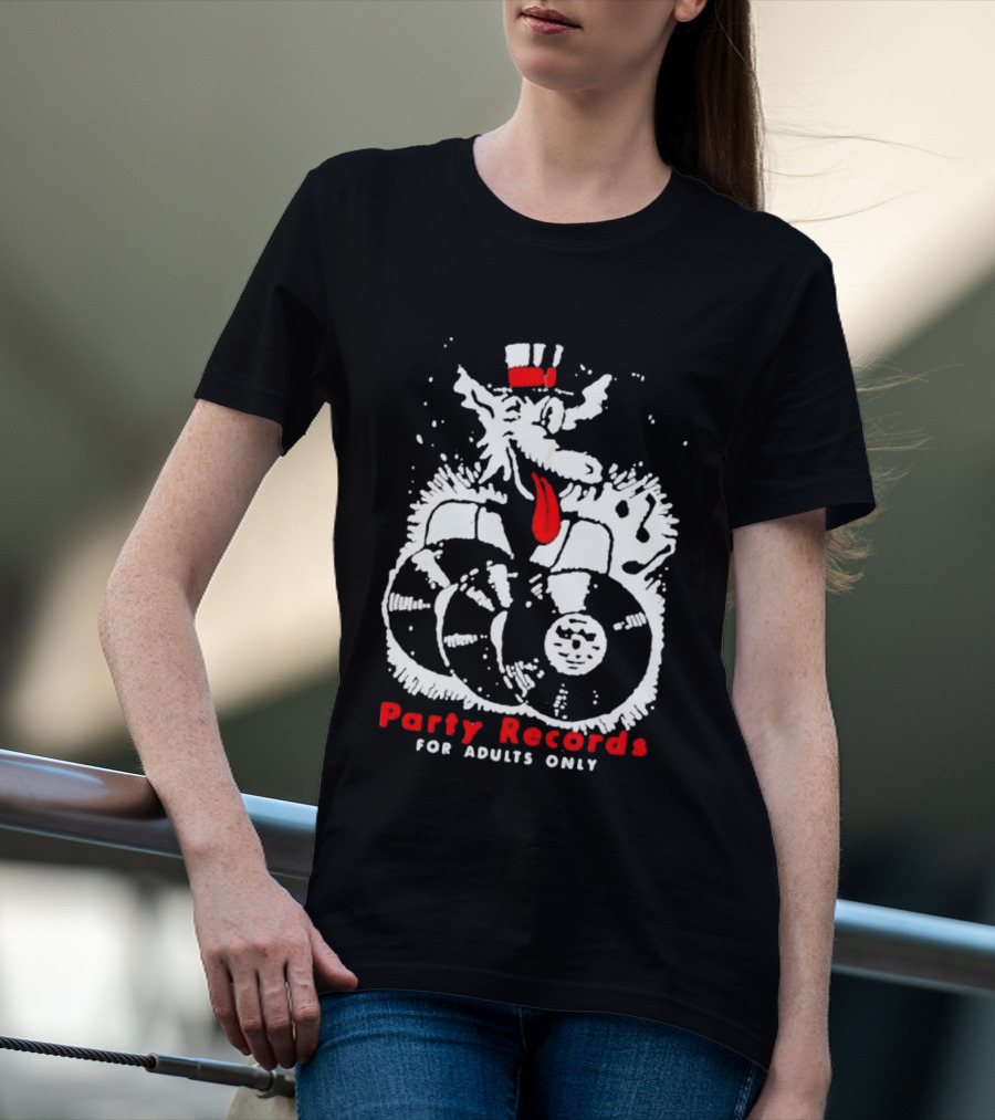 Party Records For Adults Only Wolf Vinyl Spinning T-Shirt