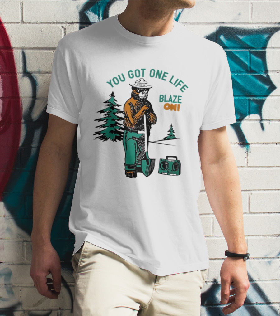 You Got One Life Blaze On Smokey Bear Retro Forest T-Shirt