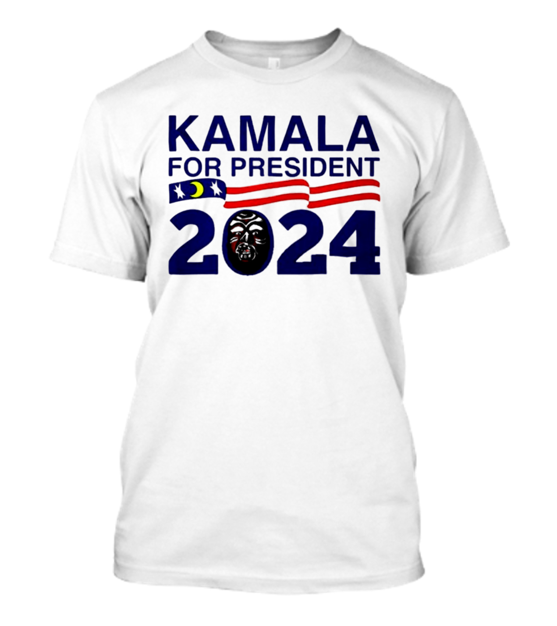 Kamala For President 2024 Stars And Stripes Moon Face T-Shirt