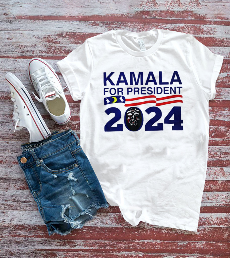 Kamala For President 2024 Stars And Stripes Moon Face T-Shirt