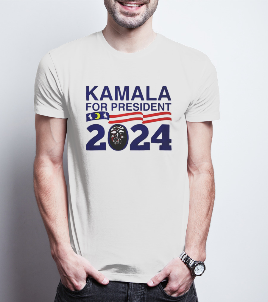 Kamala For President 2024 Stars And Stripes Moon Face T-Shirt