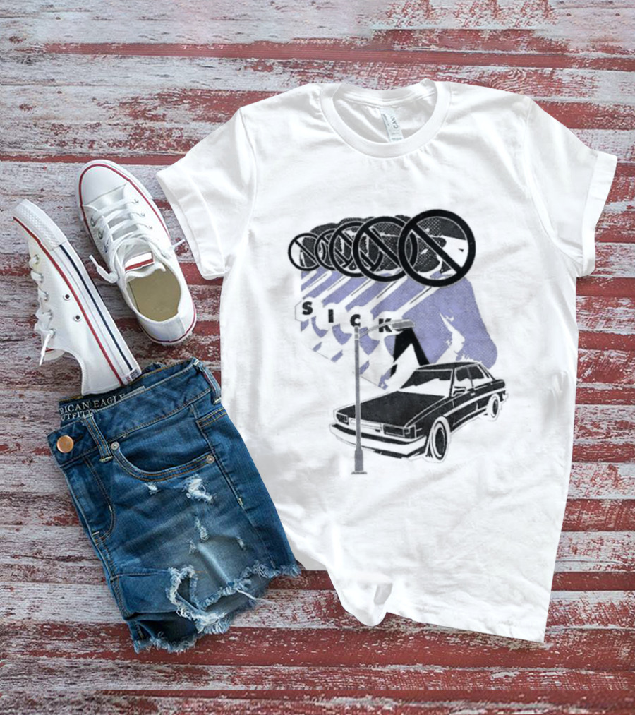 Sick Car Sedan Street Lamp Urban Environment Walking Man T-Shirt