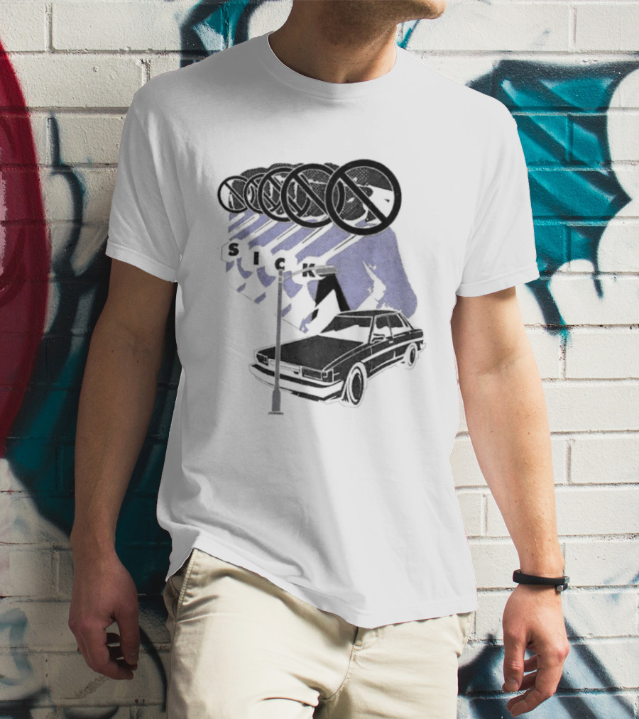 Sick Car Sedan Street Lamp Urban Environment Walking Man T-Shirt