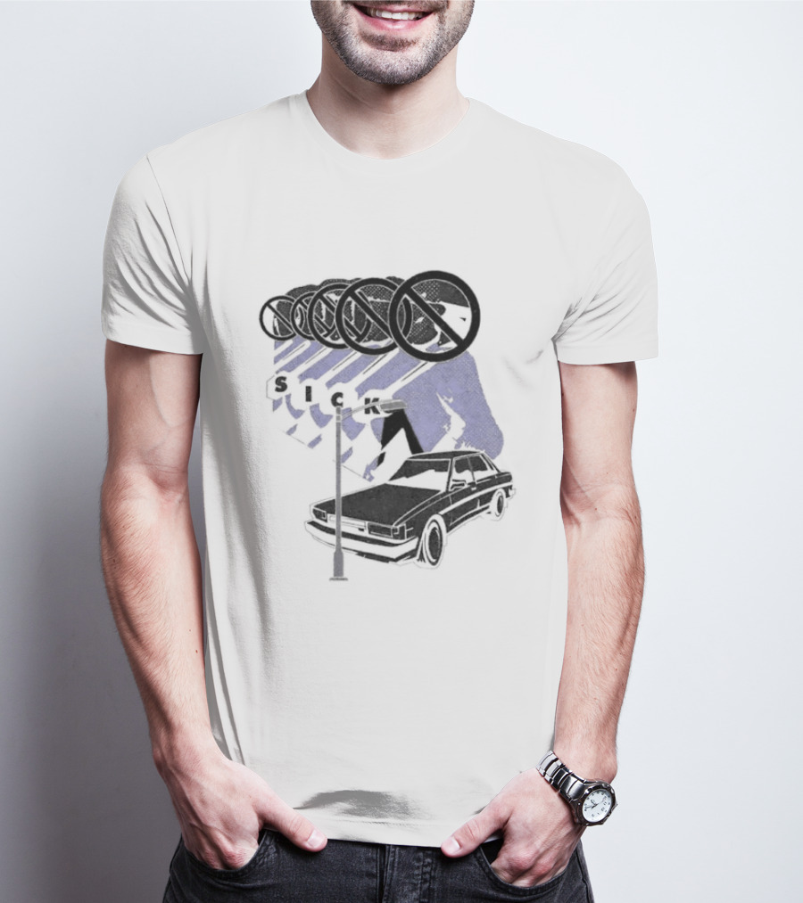 Sick Car Sedan Street Lamp Urban Environment Walking Man T-Shirt