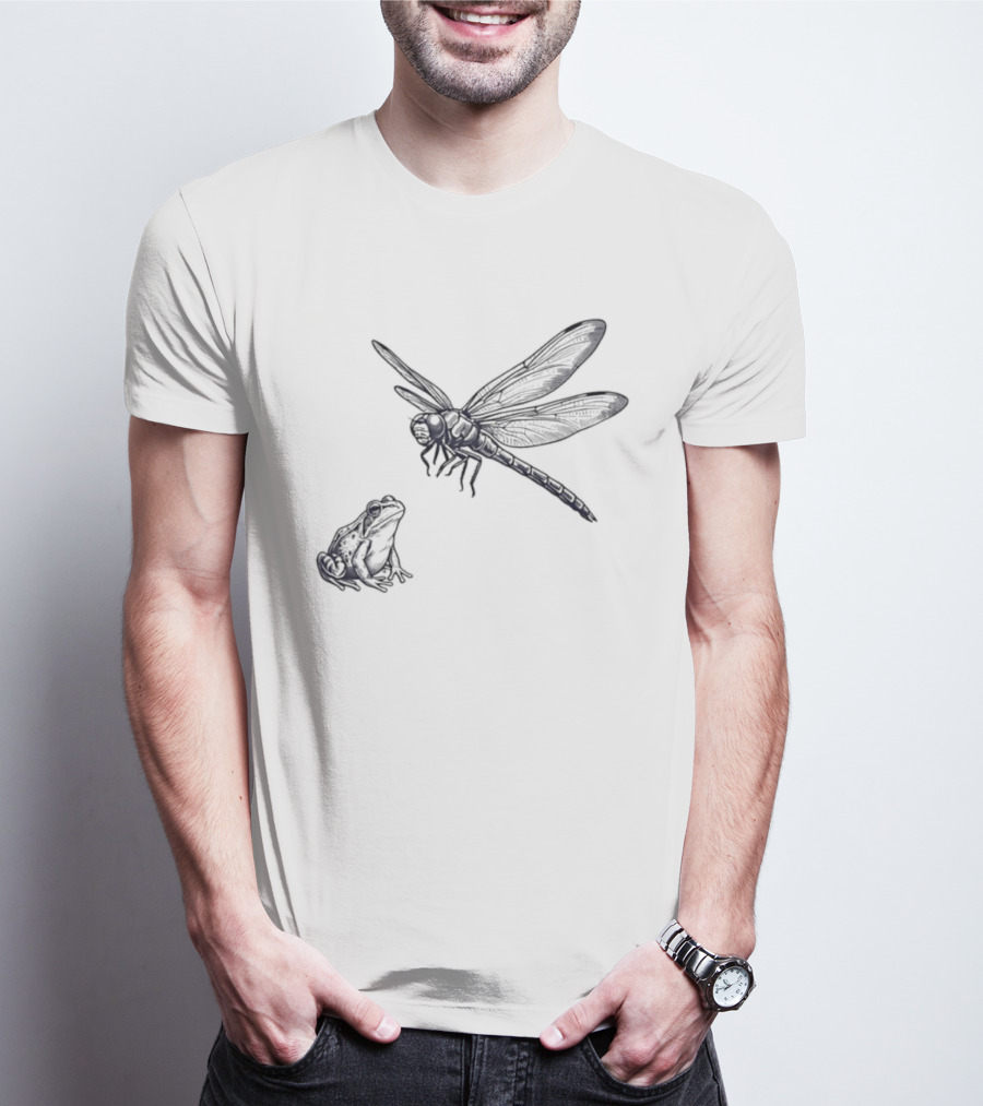 Dragonfly And Frog Wildlife Biology Enthusiasts Nature Lovers T-Shirt