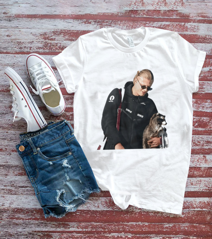 Erling Haaland Raccoon Meme Football KIWI K SPACE Texas T-Shirt