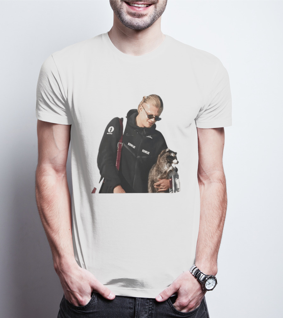 Erling Haaland Raccoon Meme Football KIWI K SPACE Texas T-Shirt