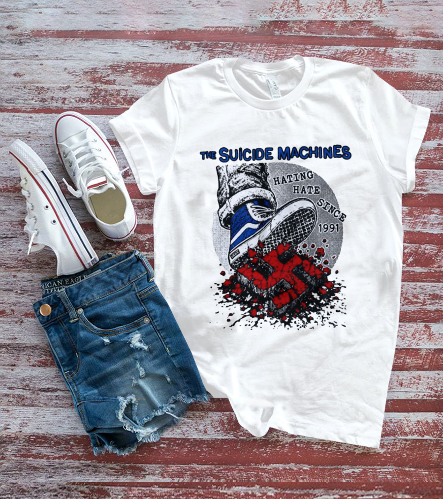 The Suicide Machines Hating Hate Since 1991 Vans Shoe Kicking Swastika T-Shirt