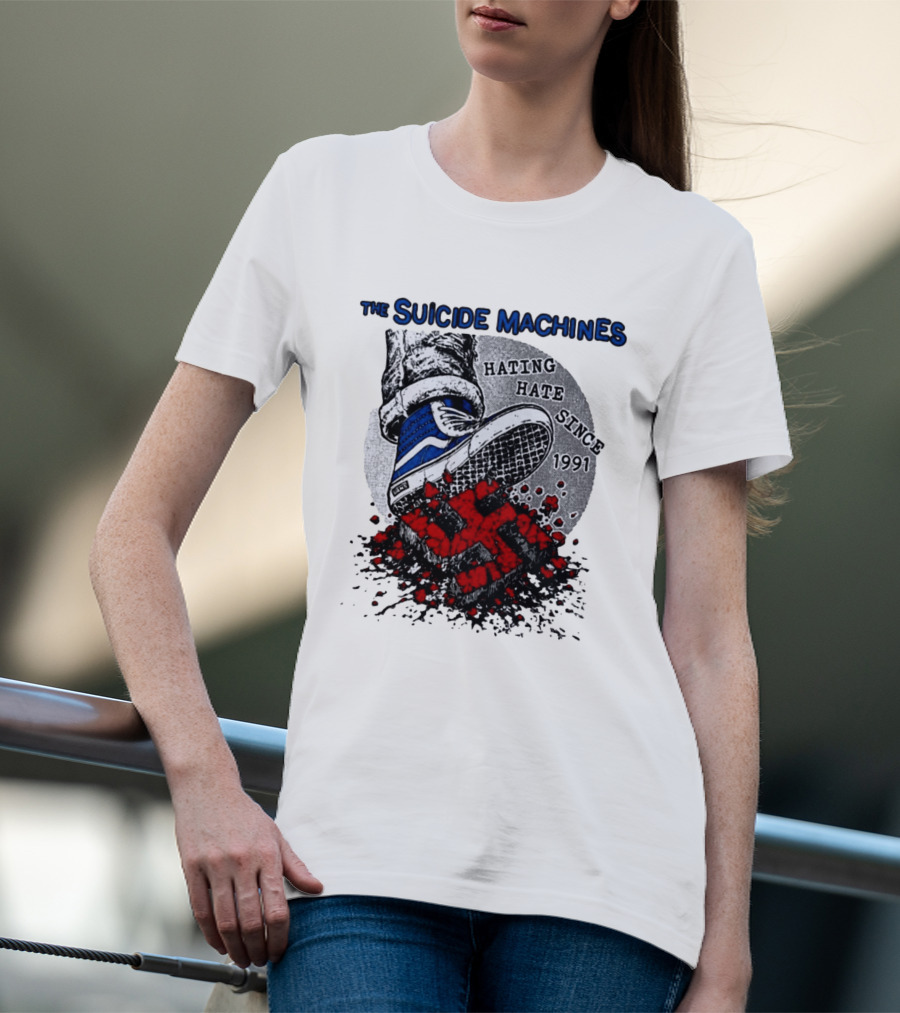 The Suicide Machines Hating Hate Since 1991 Vans Shoe Kicking Swastika T-Shirt